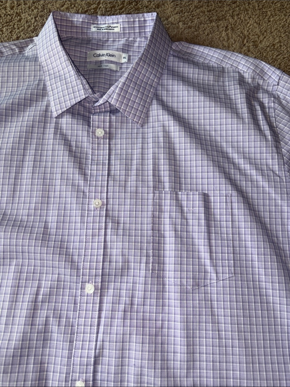 NWOT Calvin Klein  Lavender White Check Long Sleeve Button Down Casual Dress XXL